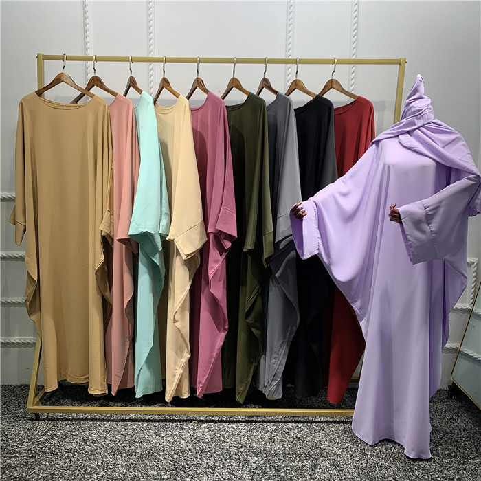 Latest Islamic Clothing Muslim Abaya Solid Colors Batwing Style Kaftan Burka Islamic Dress