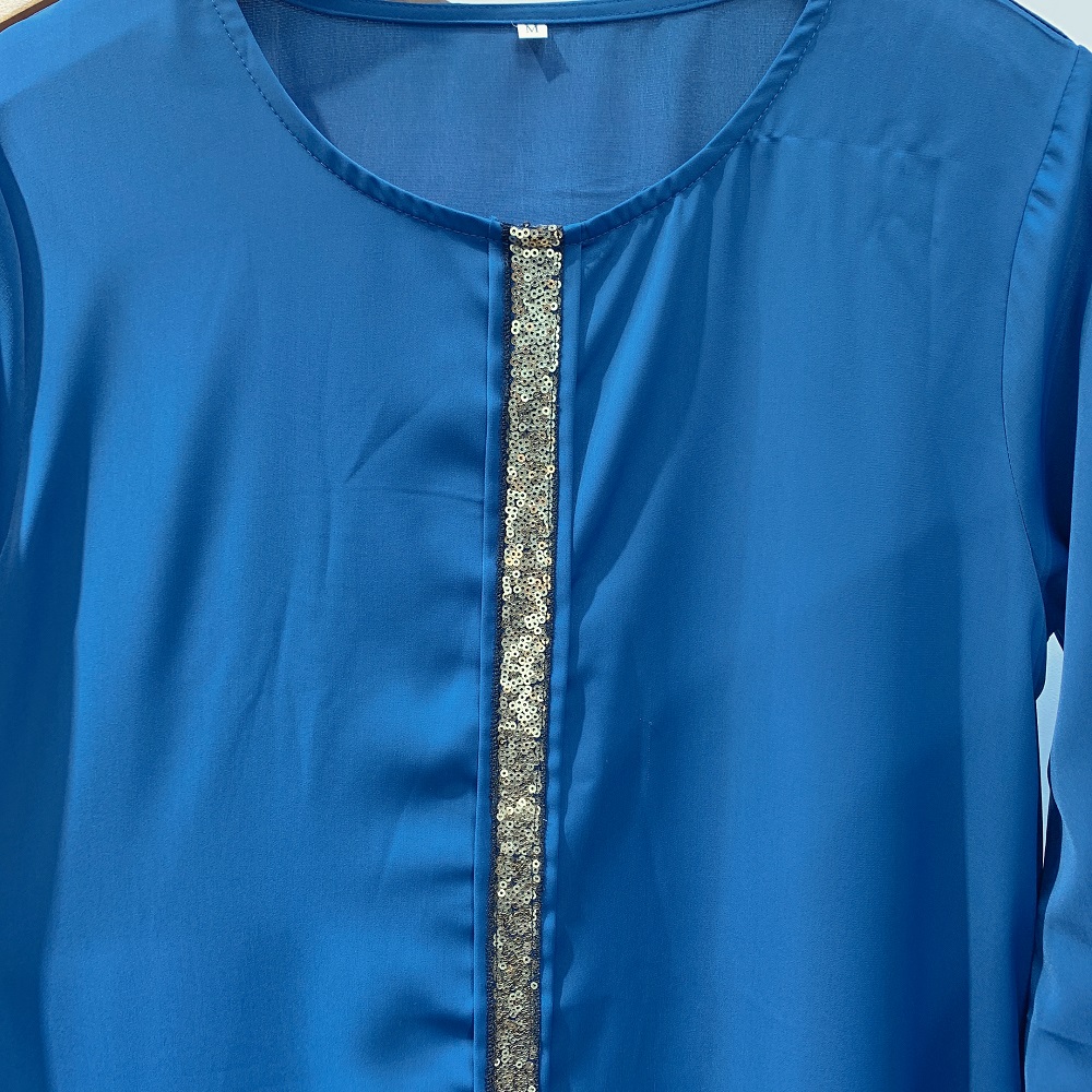 Muslim fashion kaftan Abayas Women sequins evening dress with side pockets Islamic Clothing