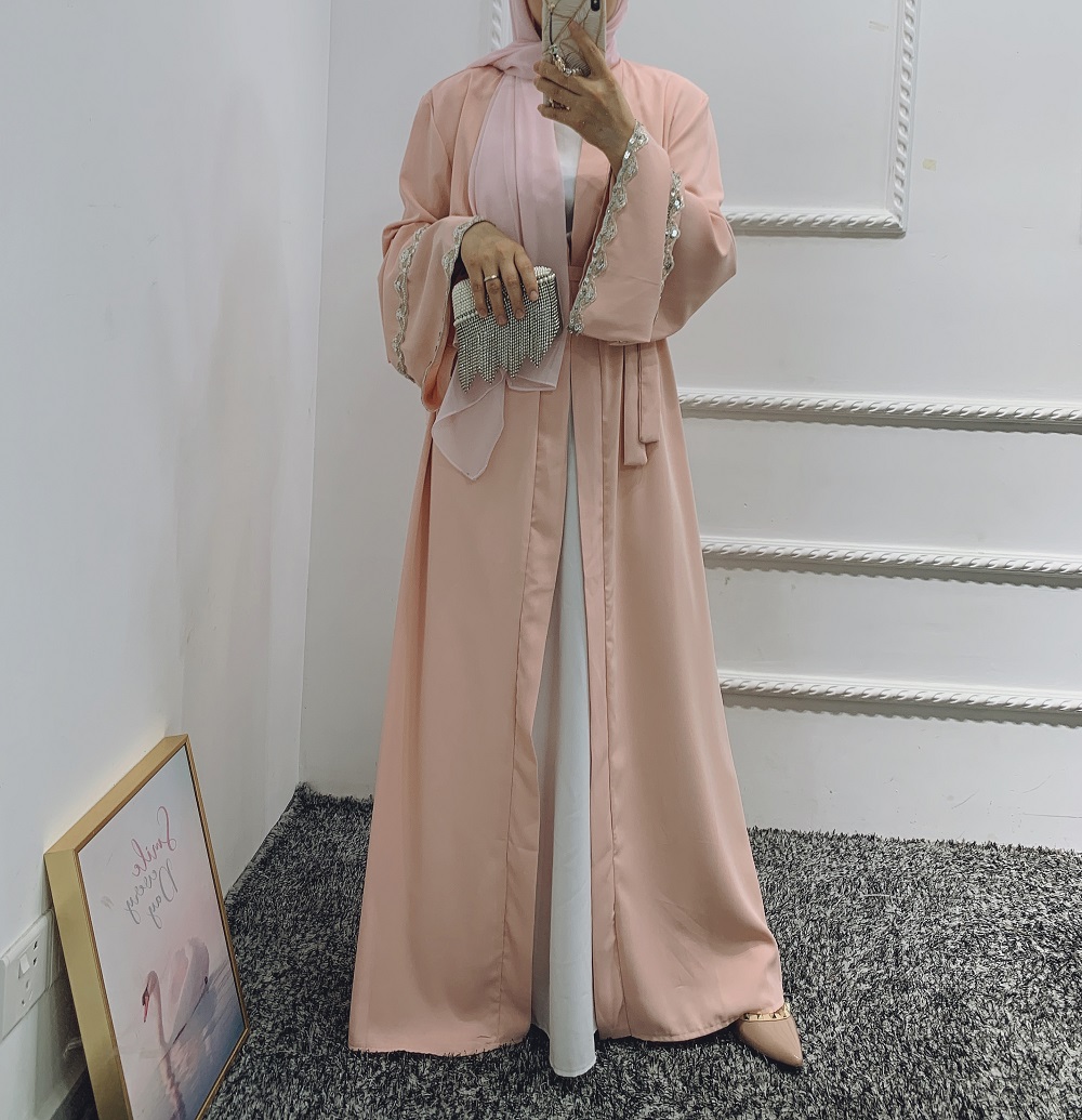 Wholesale Loriya Fashion Muslim dress kimono kaftan Dubai Turkey Islamic Clothing Women Front Open Abaya