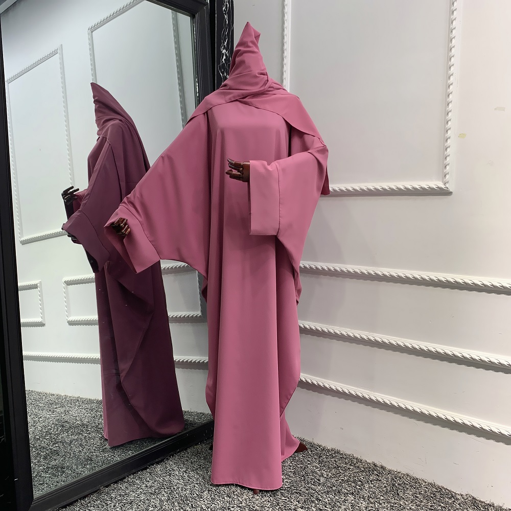 2021 Oct New Arrival solid color Nida Jilbab free size bat sleeves Muslim women prayer dress Hijab Abaya