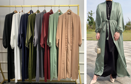 Fashion New Muslim Women Abaya Front Open Abaya with Sequins Islamic Clothing