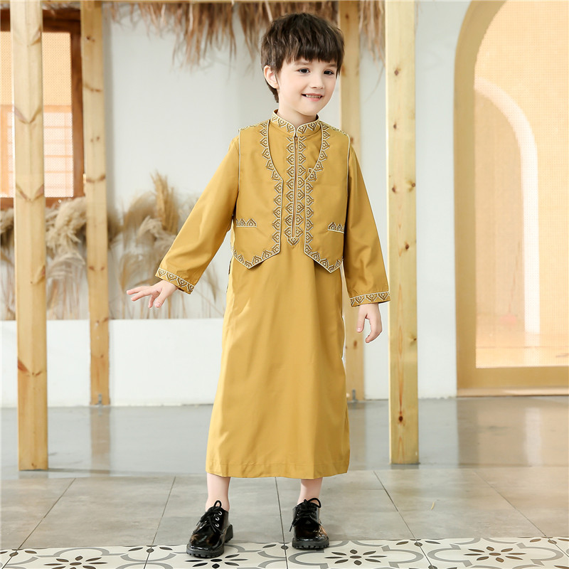 2022 Wholesale Muslim Long Sleeve Kids Clothes kids thobe for india Pakistan  Islamic Children Clothing Dubai