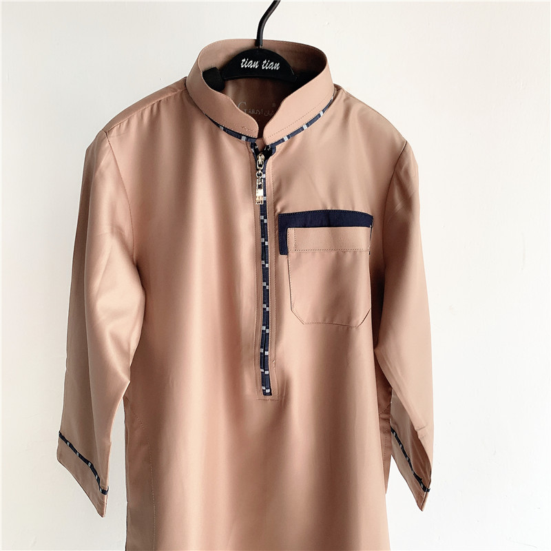 2021 Islamic clothing fashion boy thobe  muslim long-sleeved Kids Kaftan Dubai Middle east kids kaftan abaya