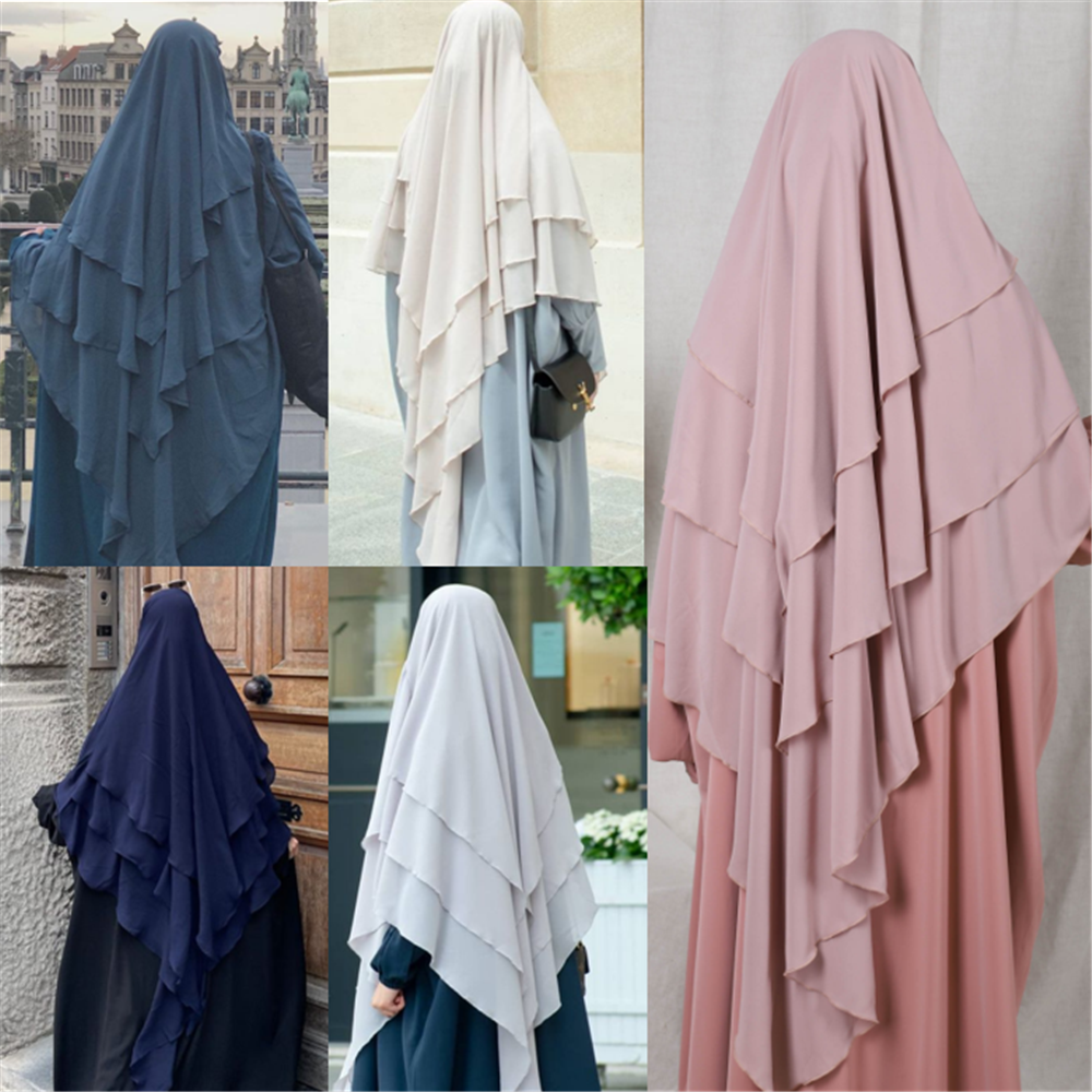 2pcs Islamic Dress Abaya Set Loriya Jilbab Dresses Muslim Women Abaya Khimar Prayer Clothes