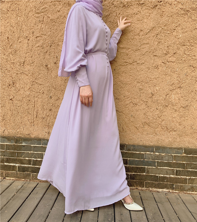 Latest French style Maxi islamic Dress Chiffon woman abaya simple muslim dresses Islamic clothing 2021