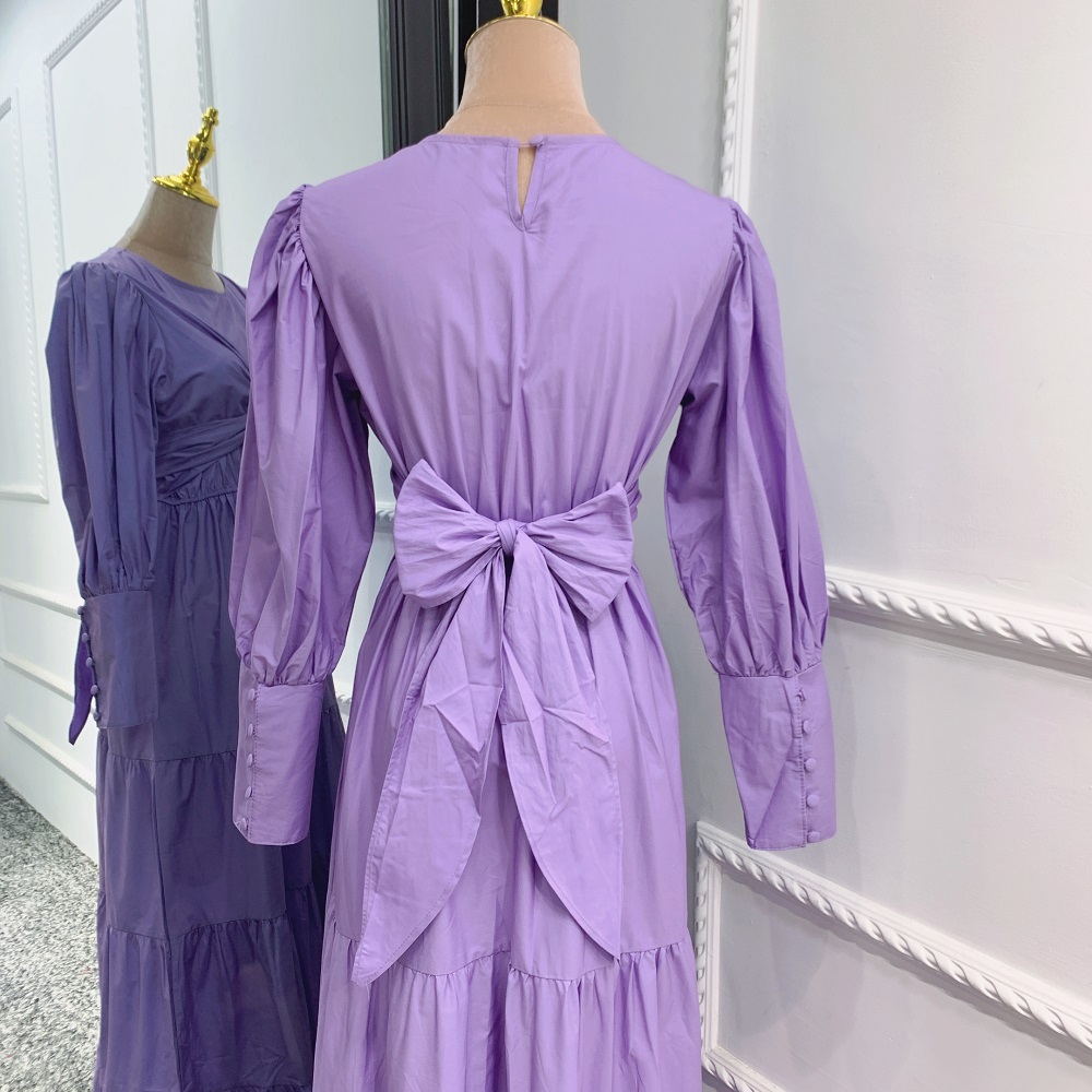 2021 Muslim women long dress elegant puff sleeve party evening maxi dress Ramadan Dubai Abaya