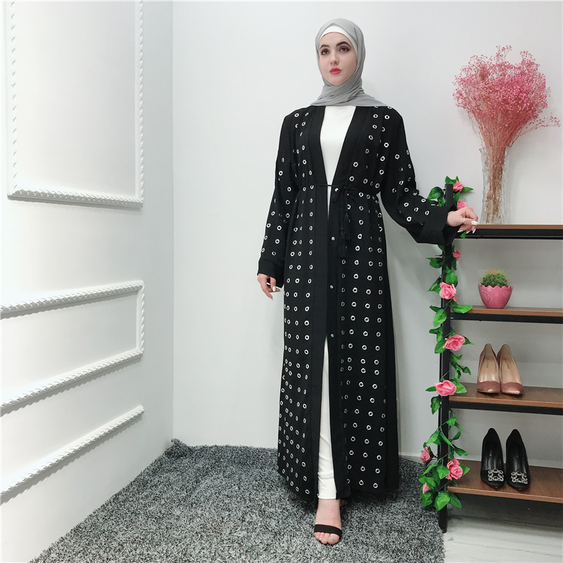 Hot Selling Heavy Technology Eyelet Front Abaya Muslim Clothing India & Pakistan Clothing Islamic Clothing