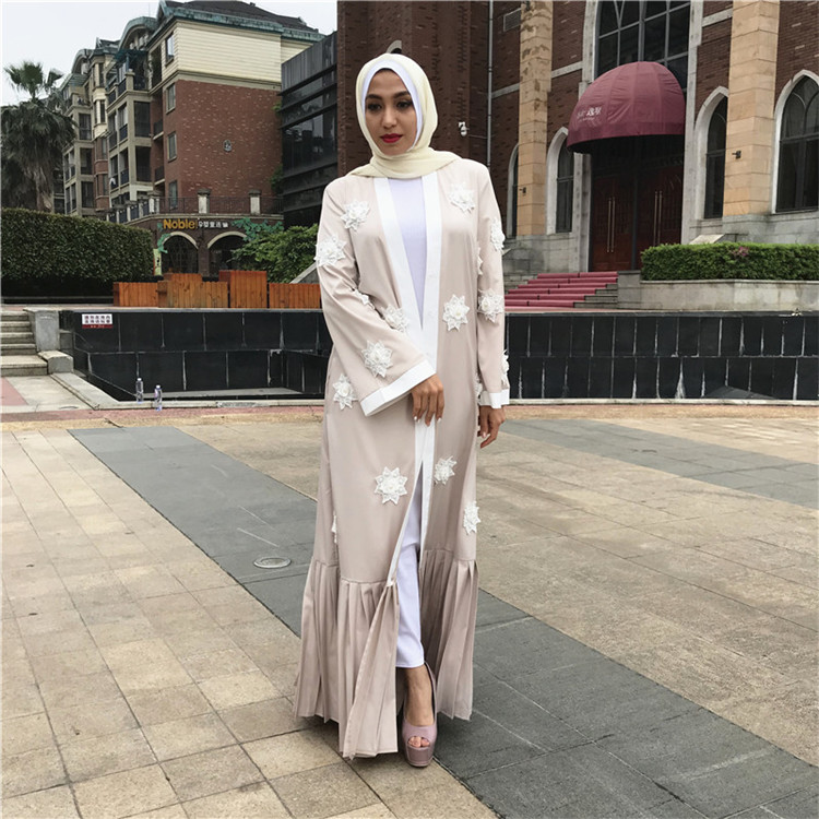 Loriya Hot Selling Middle East Fashion 3d Flower Pearl Burka Women Cotton Muslim Shirt Loose Fit