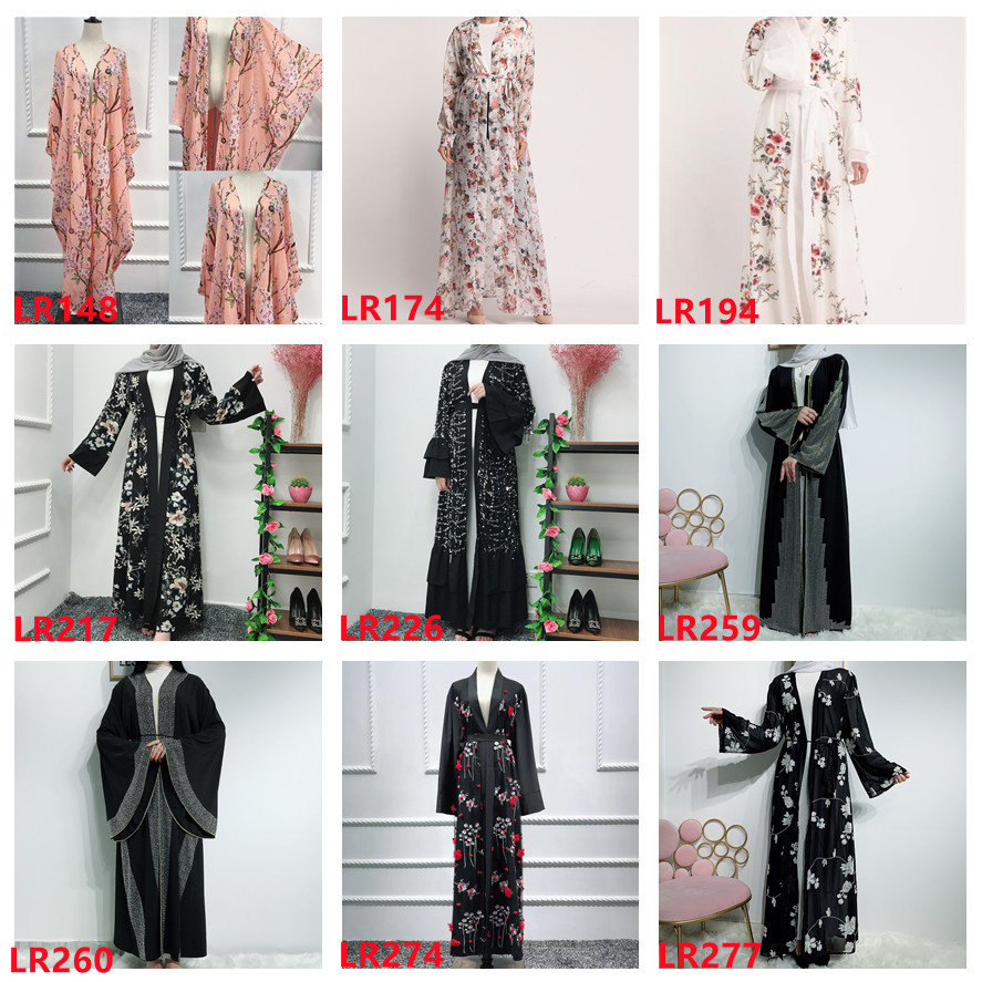 High Quality Elegant Islamic Clothing Open Abaya Embroidered Muslim Abaya for Noble Lady