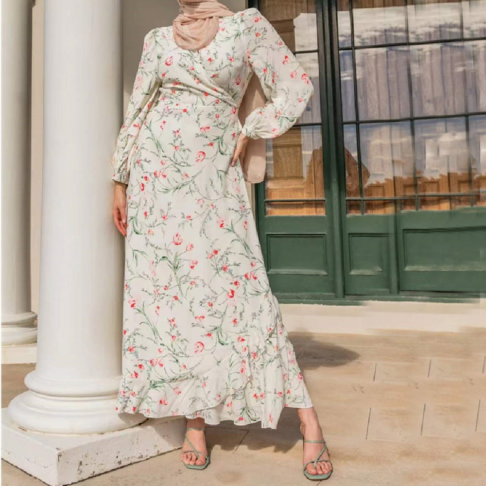 Modest Abaya Dubai Islamic Clothing Maxi Dress with Stones and Belt for Muslim Women Islamic Dress