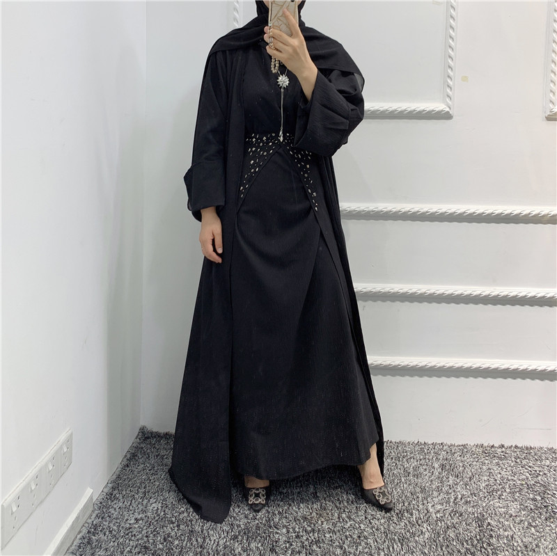2021 3piece islamic  Dress Muslim slim abaya  Middle East Islamic contrast color dress  wholesale Dubai Modern Abaya  gift