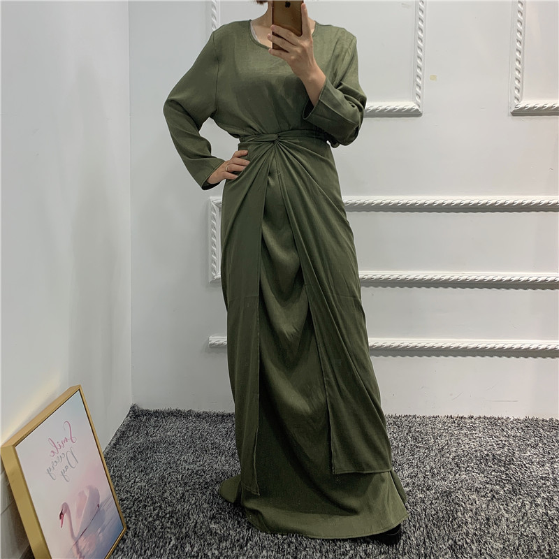 2021 Muslim Modest Kimono Fashion Plus size Dubai Maxi Abaya 3pcs set Turkish Dresses Islamic clothing wholesale