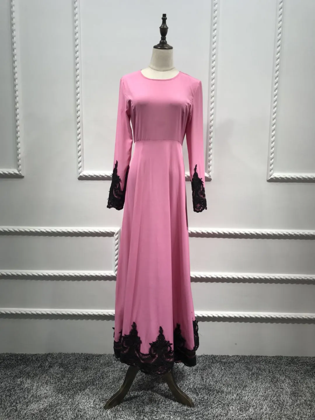 Loriya - 2018 Hot Sale Pink Elegant Lace Women Abayal Dress from China muslim  maxi dress