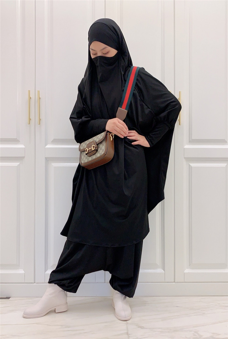 Latest abaya 2021 Islamic plus size Women Hijab dress Prayer Jilbab Abaya with harem pants Full Cover 2pcs set Islamic Clothes