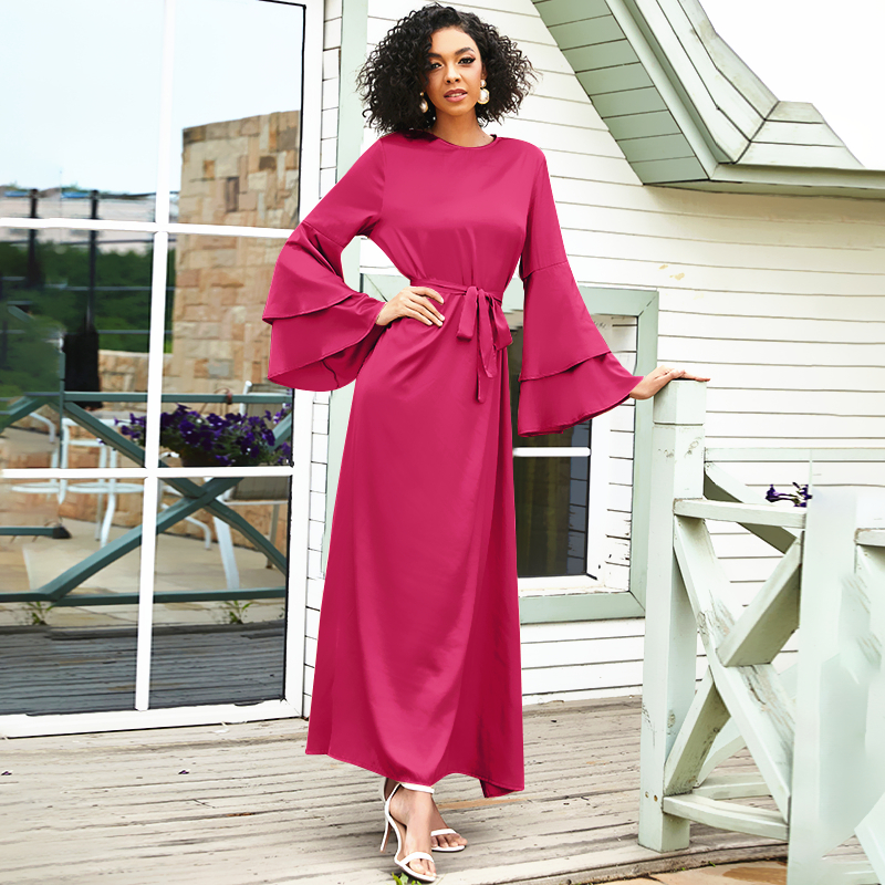 Elegant 2021 Satin Modern Fashion women dress Islamic India Dubai abaya clothing turkish islamic clothing wholesale