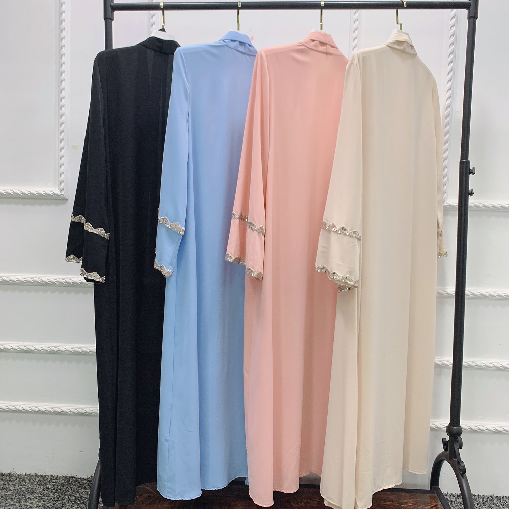 Wholesale Loriya Fashion Muslim dress kimono kaftan Dubai Turkey Islamic Clothing Women Front Open Abaya