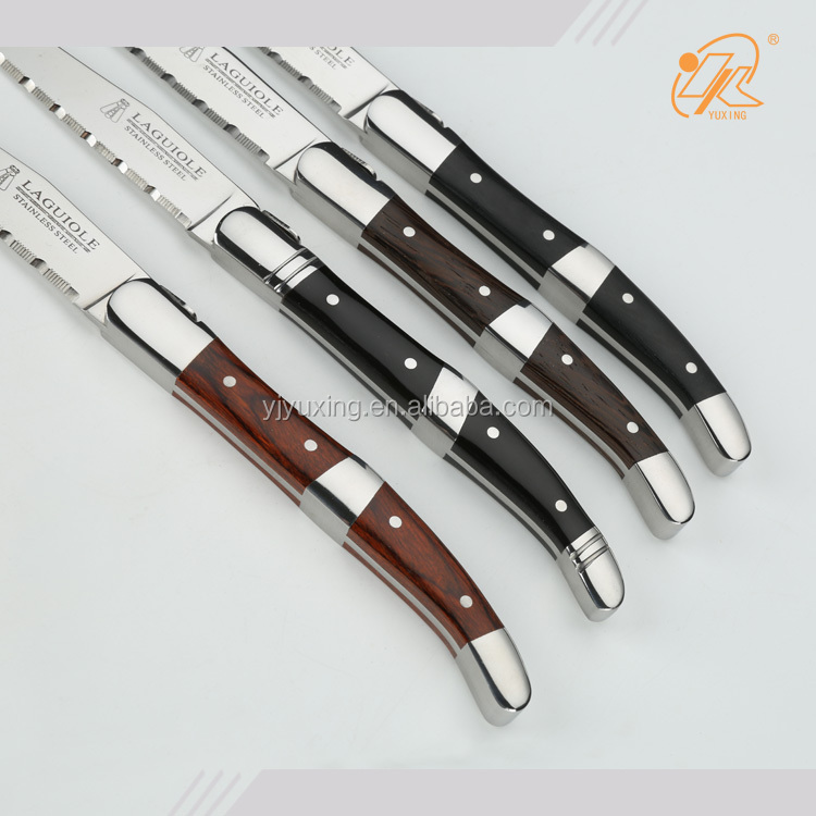 Amazon hot sale Factory Wholesale 4 pcs stainless steel wooden handle steak knives set with gift box