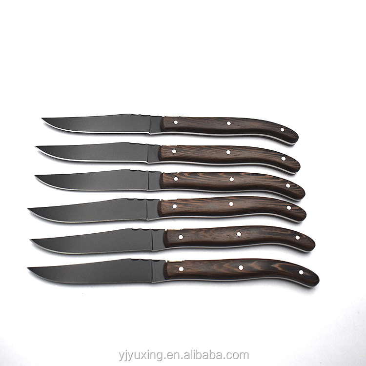 New launch item Luxury black -plated laguiole steak knife western popular use steak knife with wenge handle