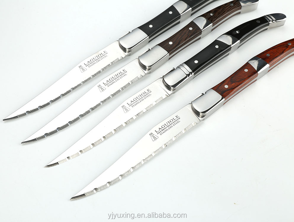 Premium Quality 4 Piece Stainless Steel Serrated Steak Knife   with wooden handle