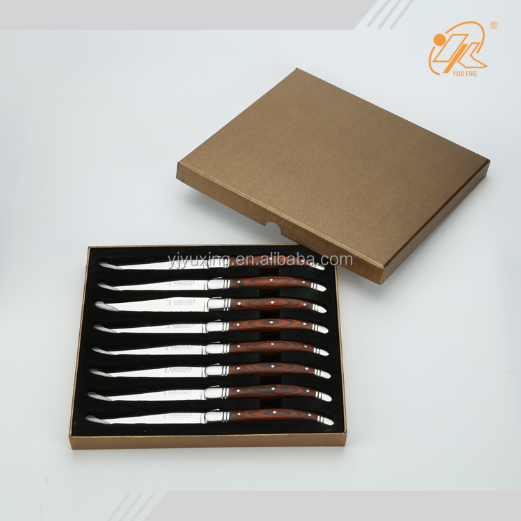 2021 hot OEM france handle laguiole made stainless steel steak knife set with gift box