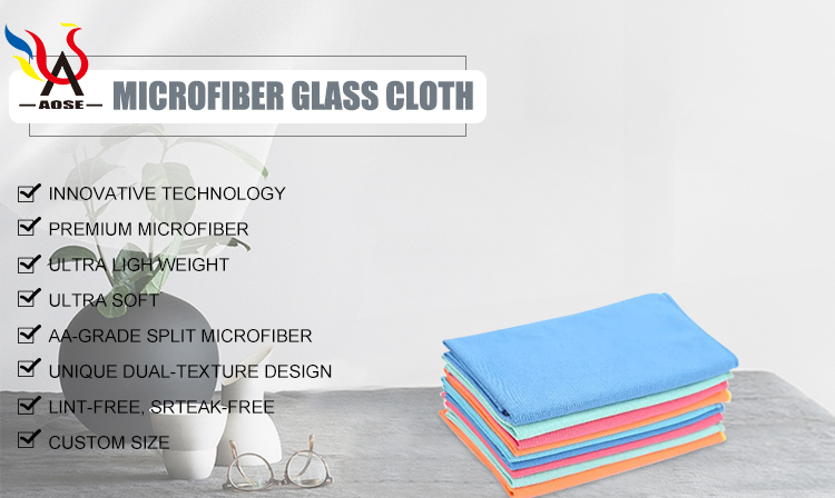 Microfiber blue absorbent glass fiber household cleaning cloth