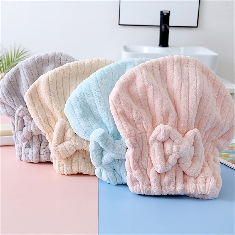 Shell-shaped dry hair towel strong absorbent coral fleece quick-drying hair towels thickened soft hair turban towel