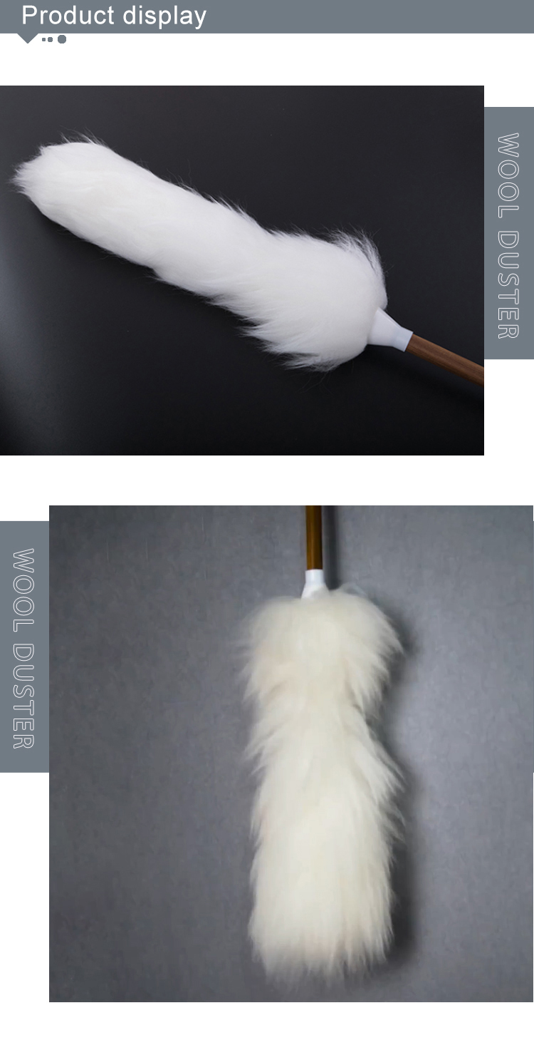 Soft hand sheep wool duster cleaning lambs wooden handle