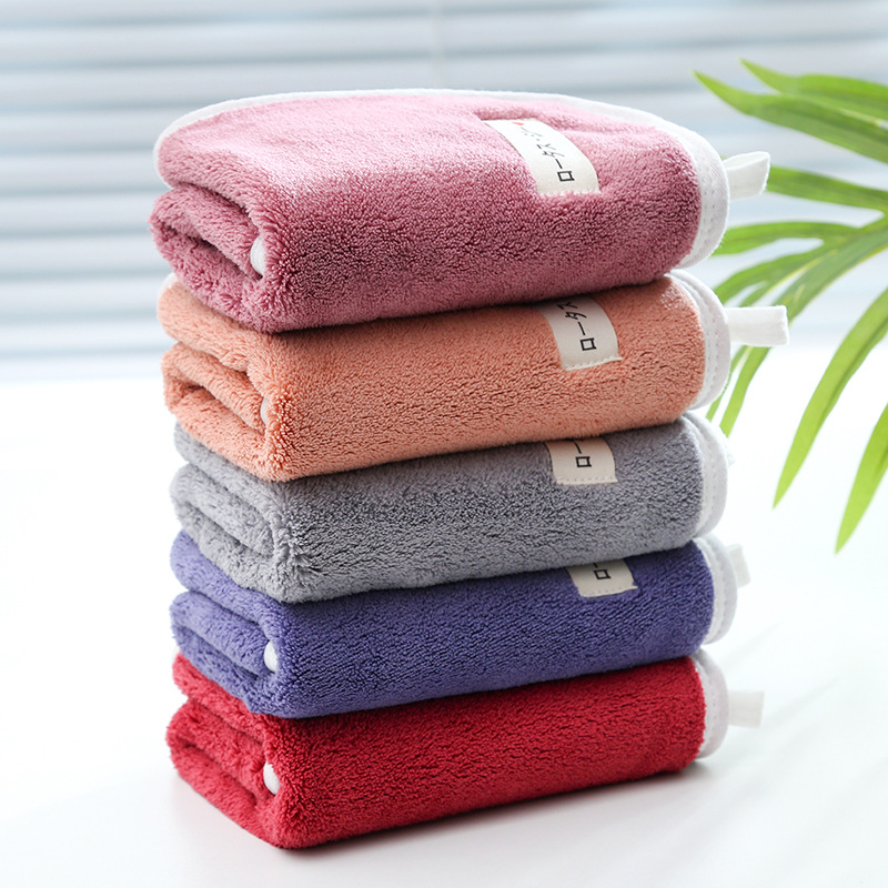 Microfiber Coral fleece square towel soft absorbent baby saliva towel household hanging towel for kids