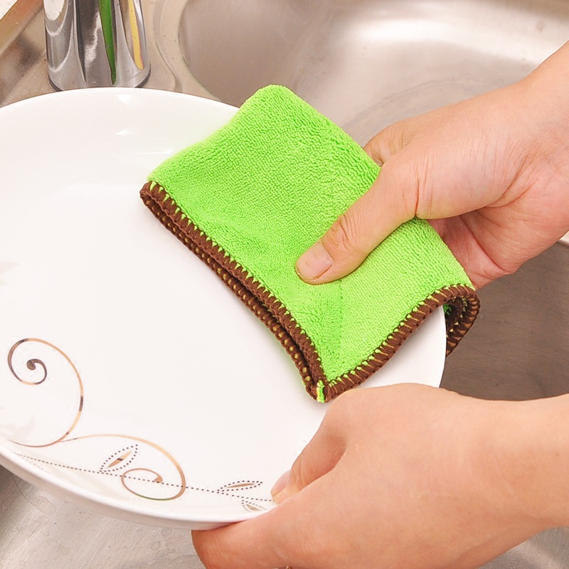 Thickened 2 in 1 dishcloth absorbs water lint-free kitchen cleaning cloth washcloth