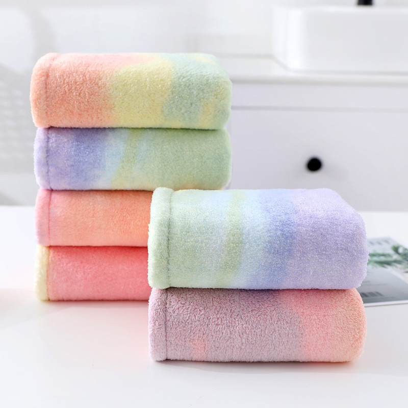 Microfiber dry hair towel Coral fleece down rainbow shower frying towel Absorbent towel for hair drying