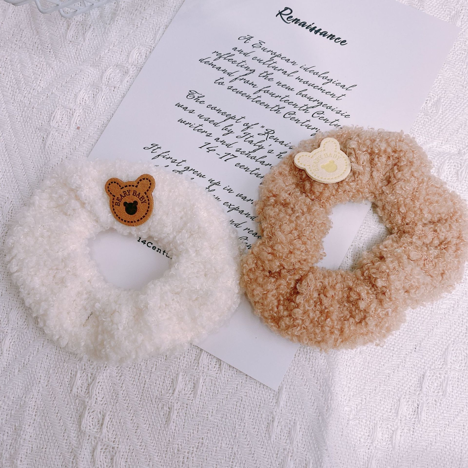 QIYUE Hair Tie Scrunchie Pink Luxury Available Women Plain Pastel Colorful Print White Customize Girl