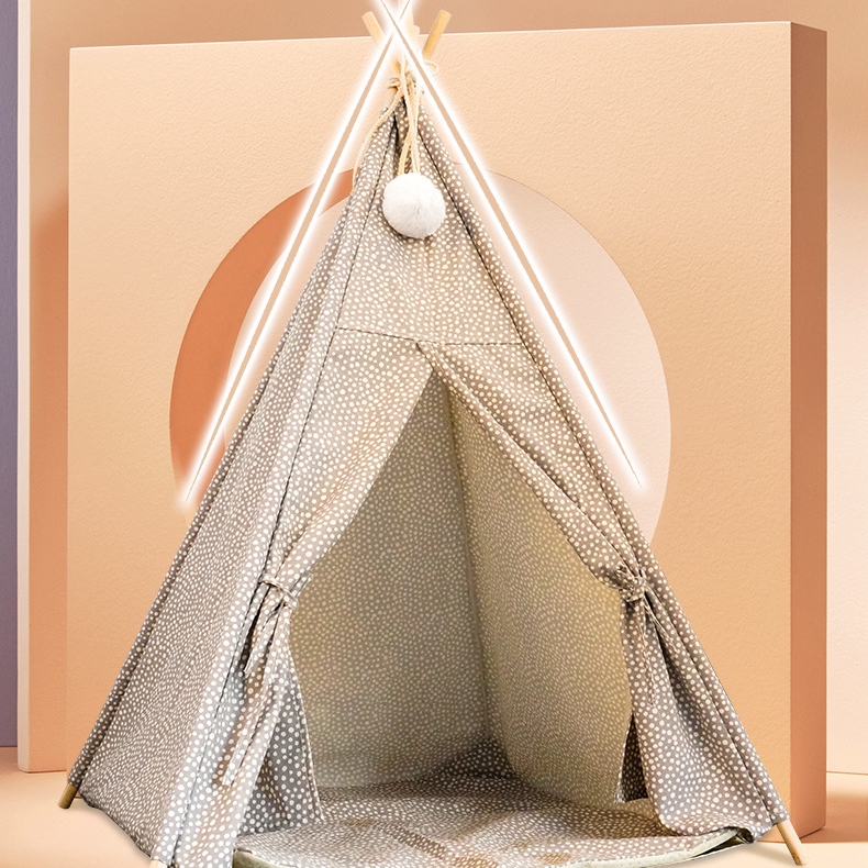 Wholesale foldable cotton fabric pet teepee dog tent