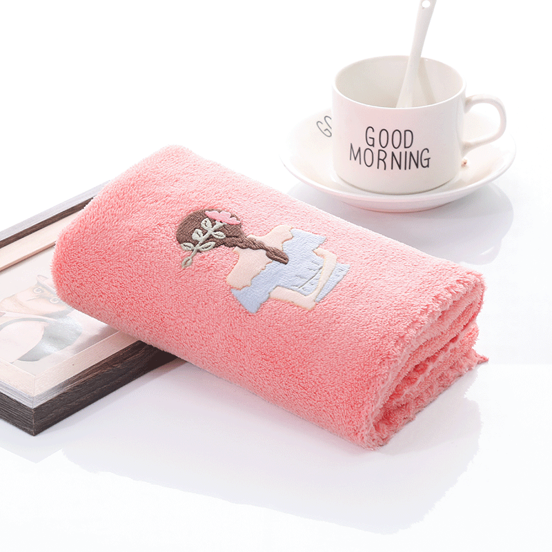 Coral fleece thickened applique coral fleece towel soft and absorbent for face wash, skin care and hairdressing