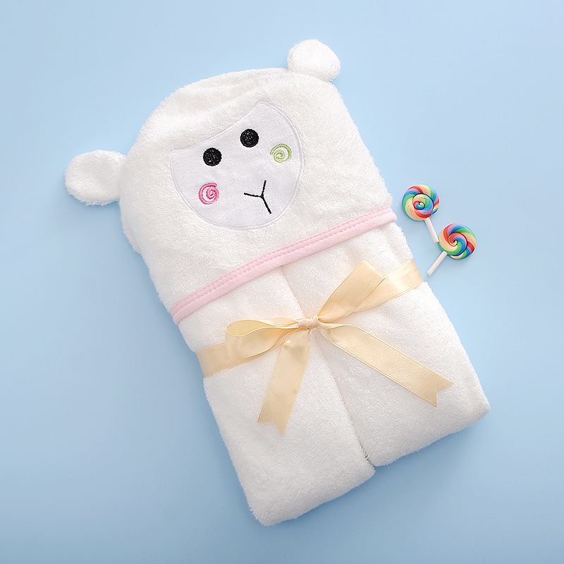 Amazon bamboo fiber children's cloak bath towel factory direct sales newborn soft skin-friendly cartoon hatted bath towel