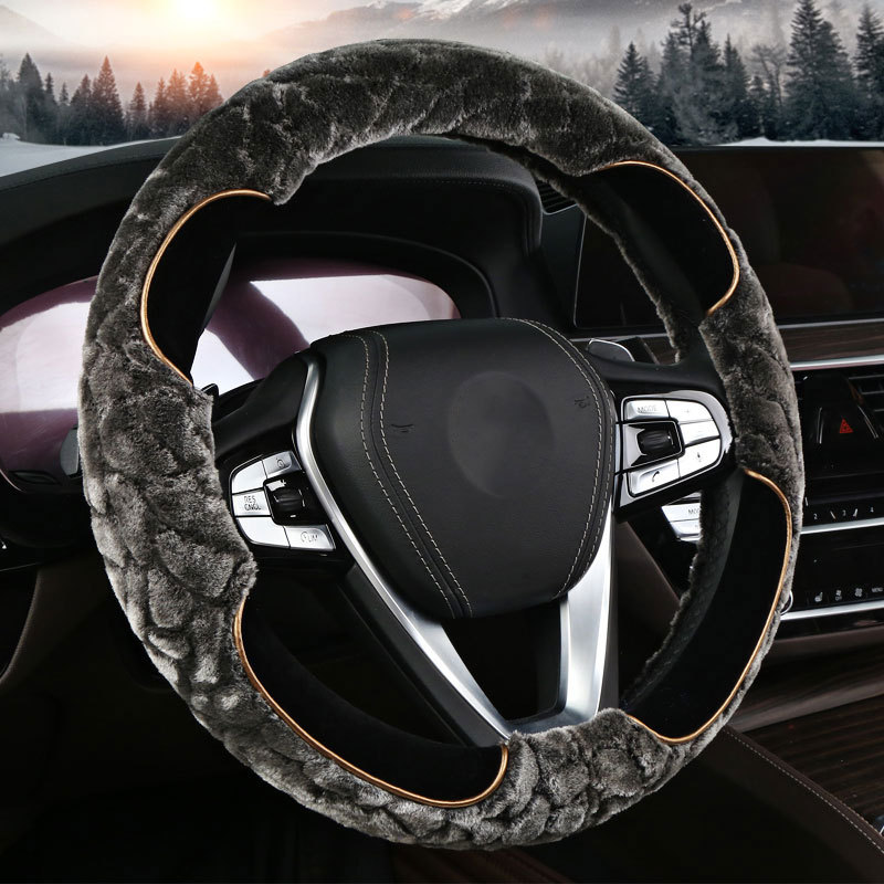 Manufacturers direct car steering wheel cover winter short plush set men and women universal mink velvet steering wheel cover