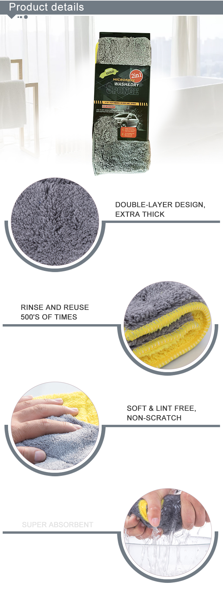 High quality microfiber towel cloth car auto moto wash detailing