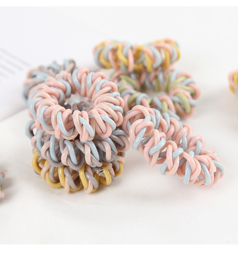 Colorful stretchy silicone wrist coil bracelet elastic coil spiraled hair ties