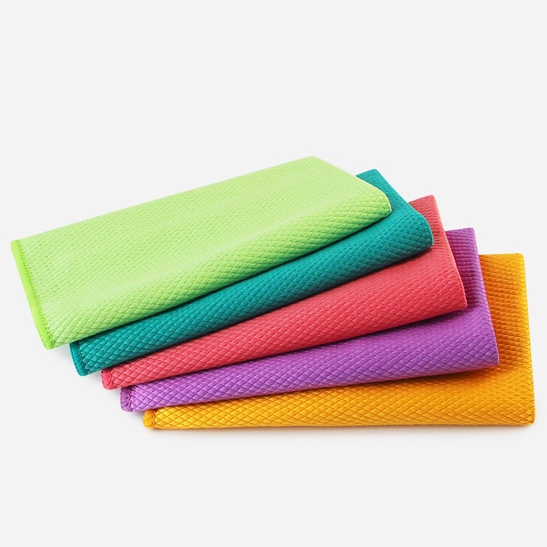 Big size reusable household cleaning rag cloth fish scale cloth kitchen rags cleaning rags for windows cars mirrors