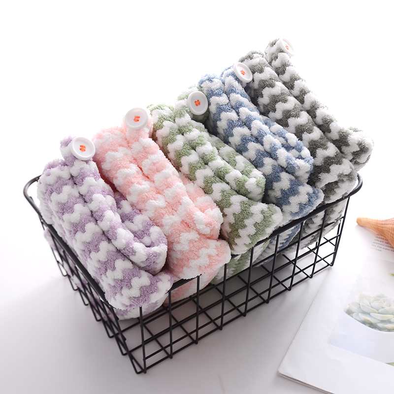 Manufacturers selling cheap microfiber hair towel super absorbent and quick-drying button shower hair towel towel