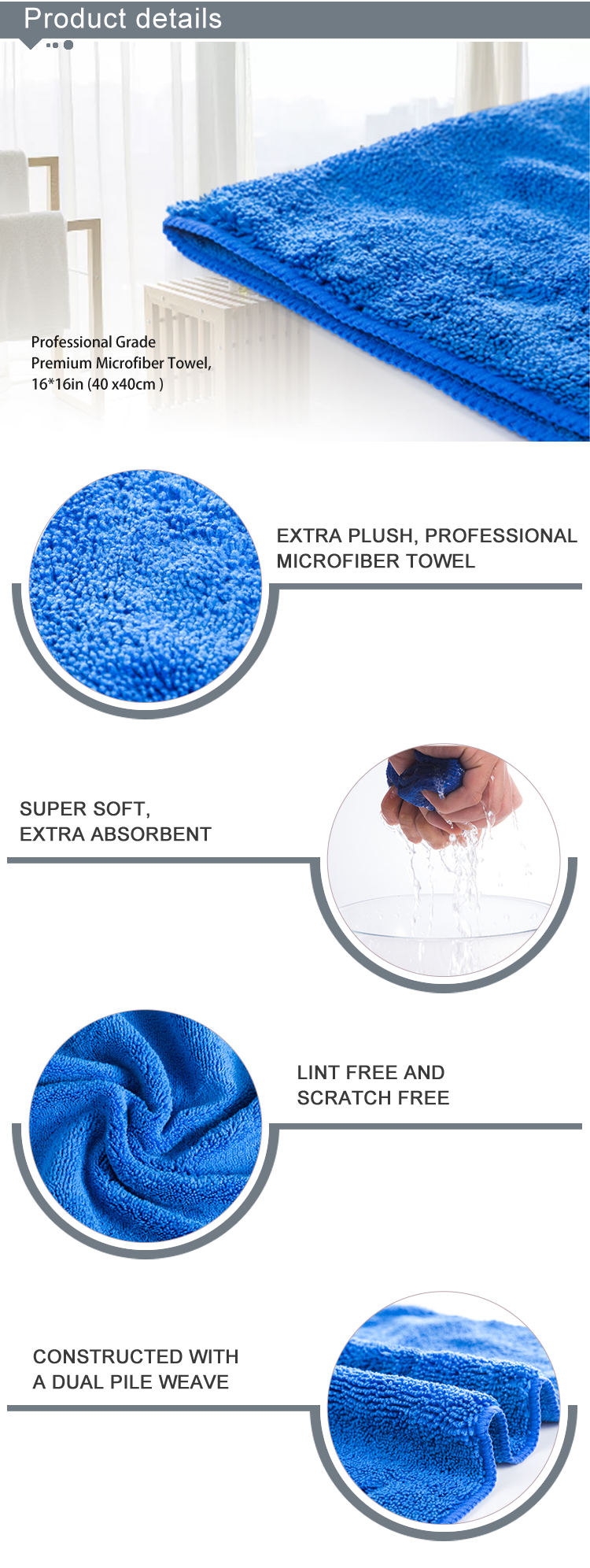 Latest products Micro fiber super absorbent car washing towels sractch free premium