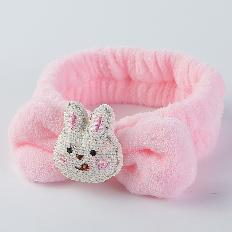 Soft Solid Color Face Makeup Animal  Hair Bands for Washing Face Shower Fluffy Coral Fleece Women Bow Facial Spa Headband