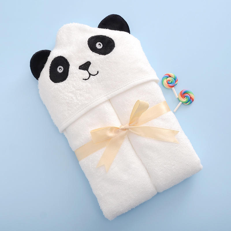 Amazon bamboo fiber children's cloak bath towel factory direct sales newborn soft skin-friendly cartoon hatted bath towel