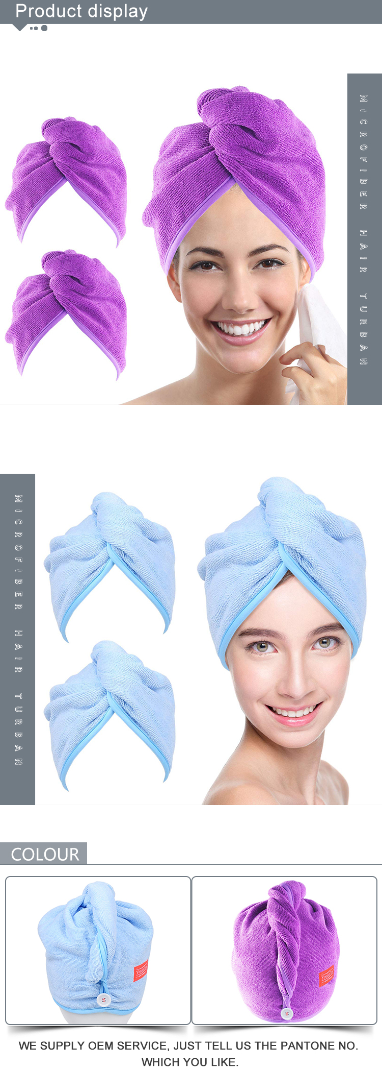 Best selling microfiber hair towel turban quickly drying hair