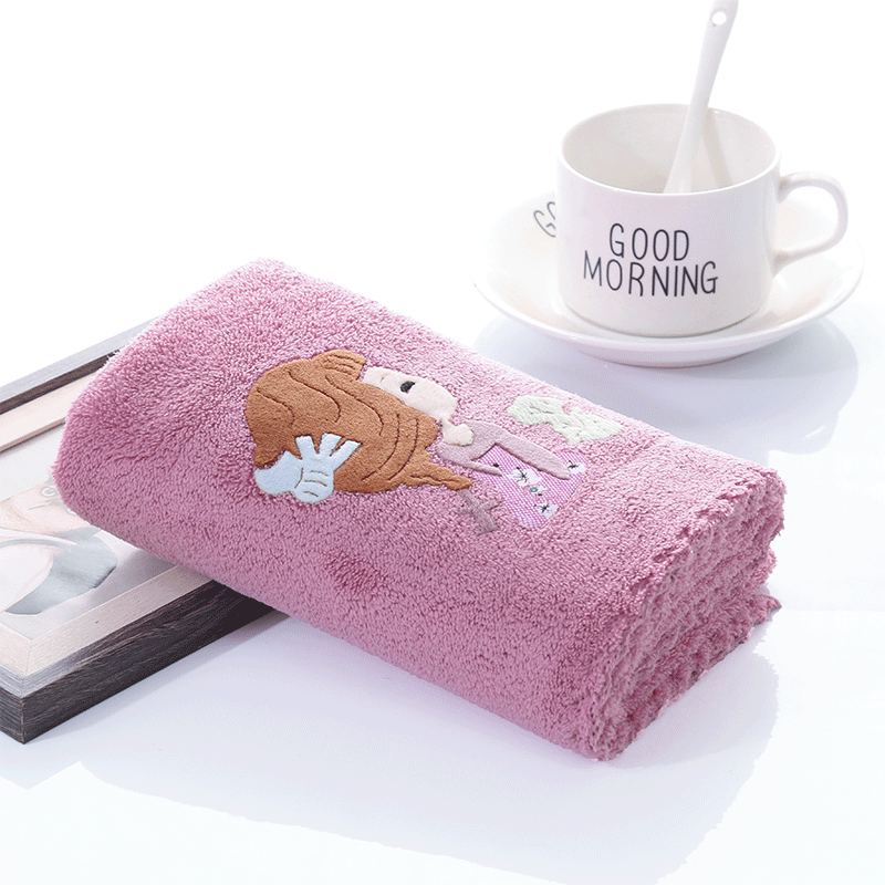 Coral fleece thickened applique coral fleece towel soft and absorbent for face wash, skin care and hairdressing