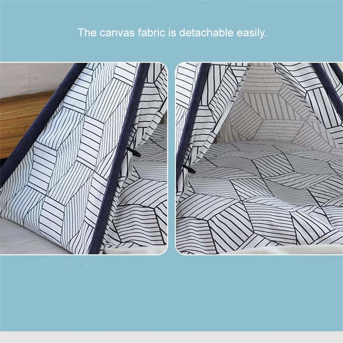 2021 new factory direct sale strong natural cotton canvas material with cushion dog cat bed pet tent