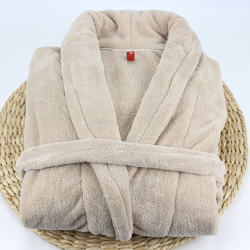 Wholesale coral velvet bathrobe soft large size thick bathrobe home hotel autumn and winter flannel adult bathrobe