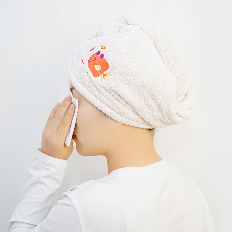 2022 embroidered hair drying turban absorbent towel cute hair drying turban towel