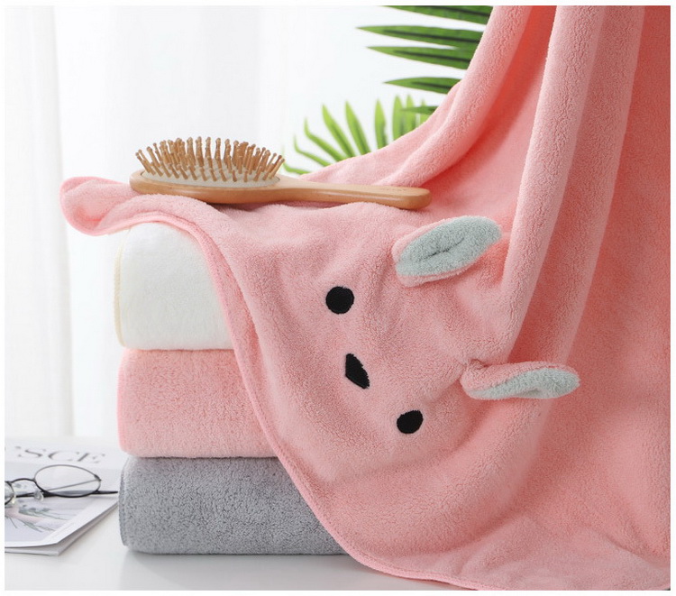 Wholesale coral fleece 3D cartoon towel soft absorbent quick-dry customization embroidered lovely bath towel set