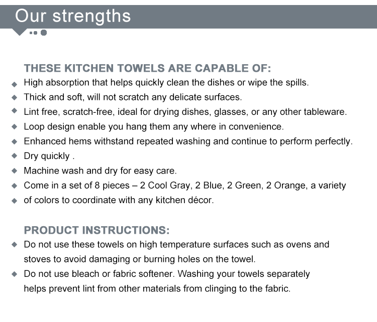 Custom bamboo microfiber hang kitchen cleaning cloth towels