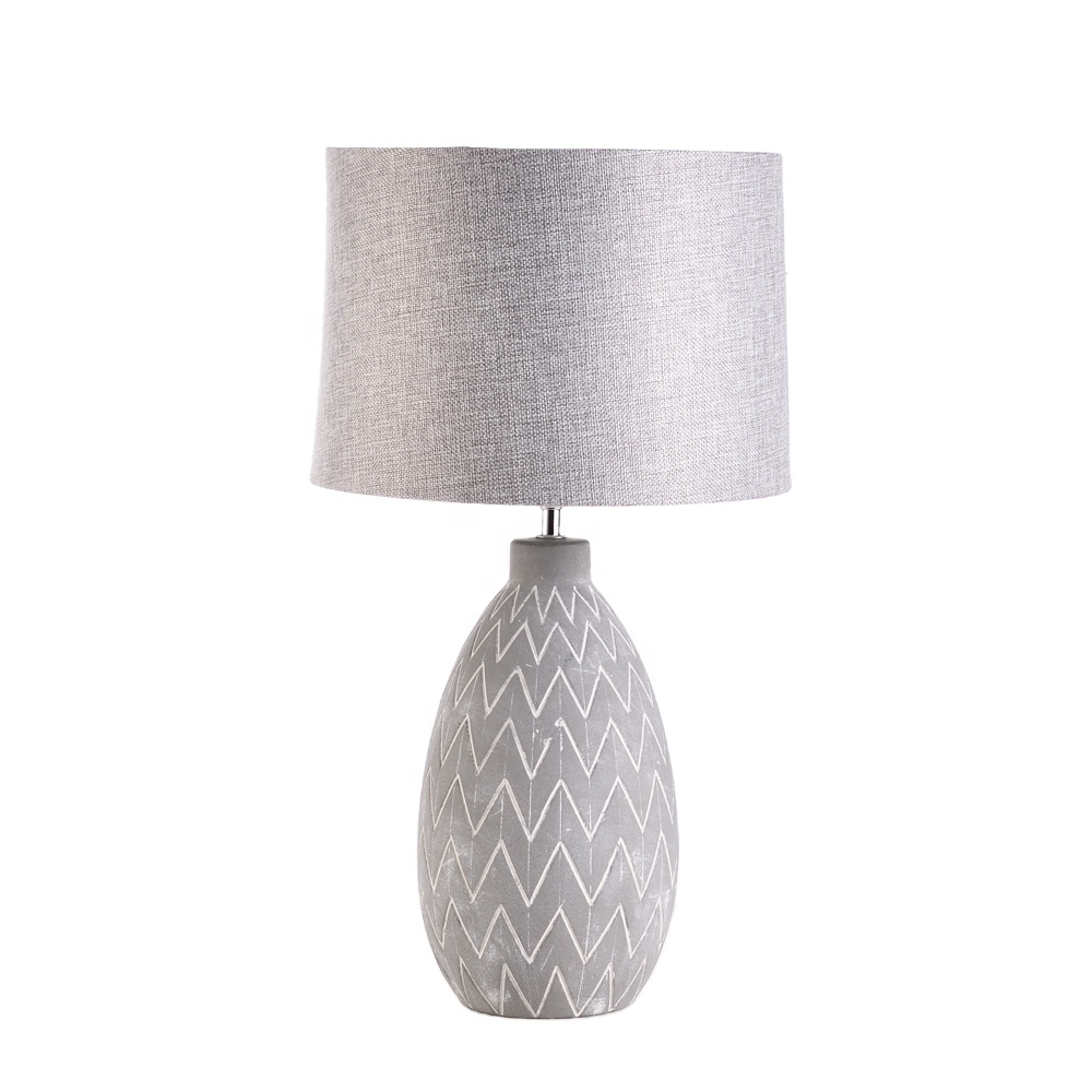 weltalk - Gery Textured Ceramic Table Lamp For Hotel Room Matte Hotel Pottery Table Lamp